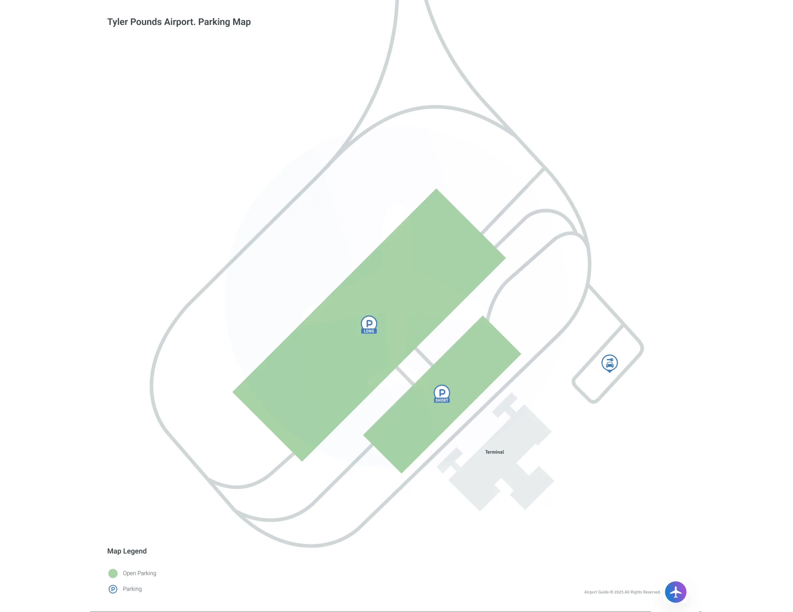 Tyler Pounds Regional Airport (TYR) Parking Map