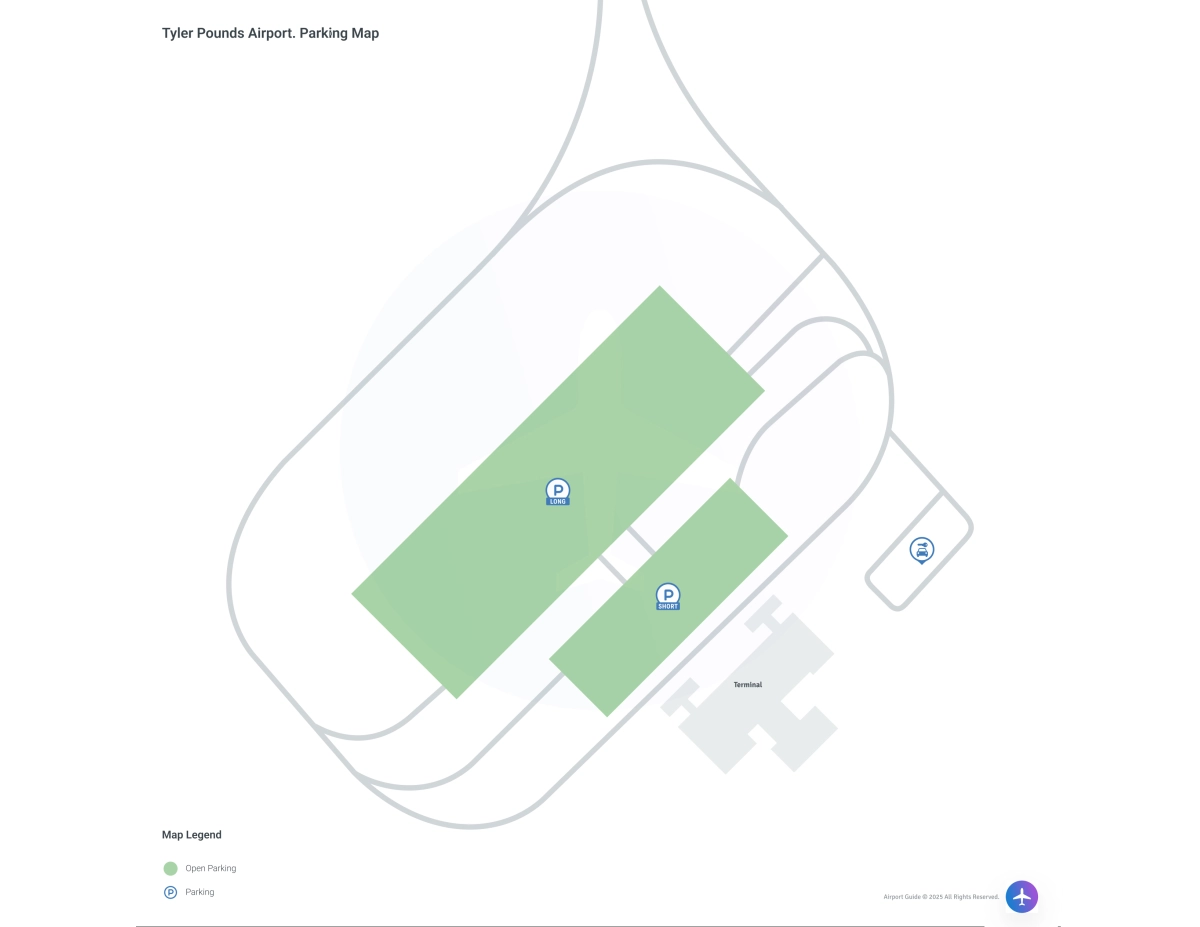 Tyler Pounds Regional Airport (TYR) Parking Map