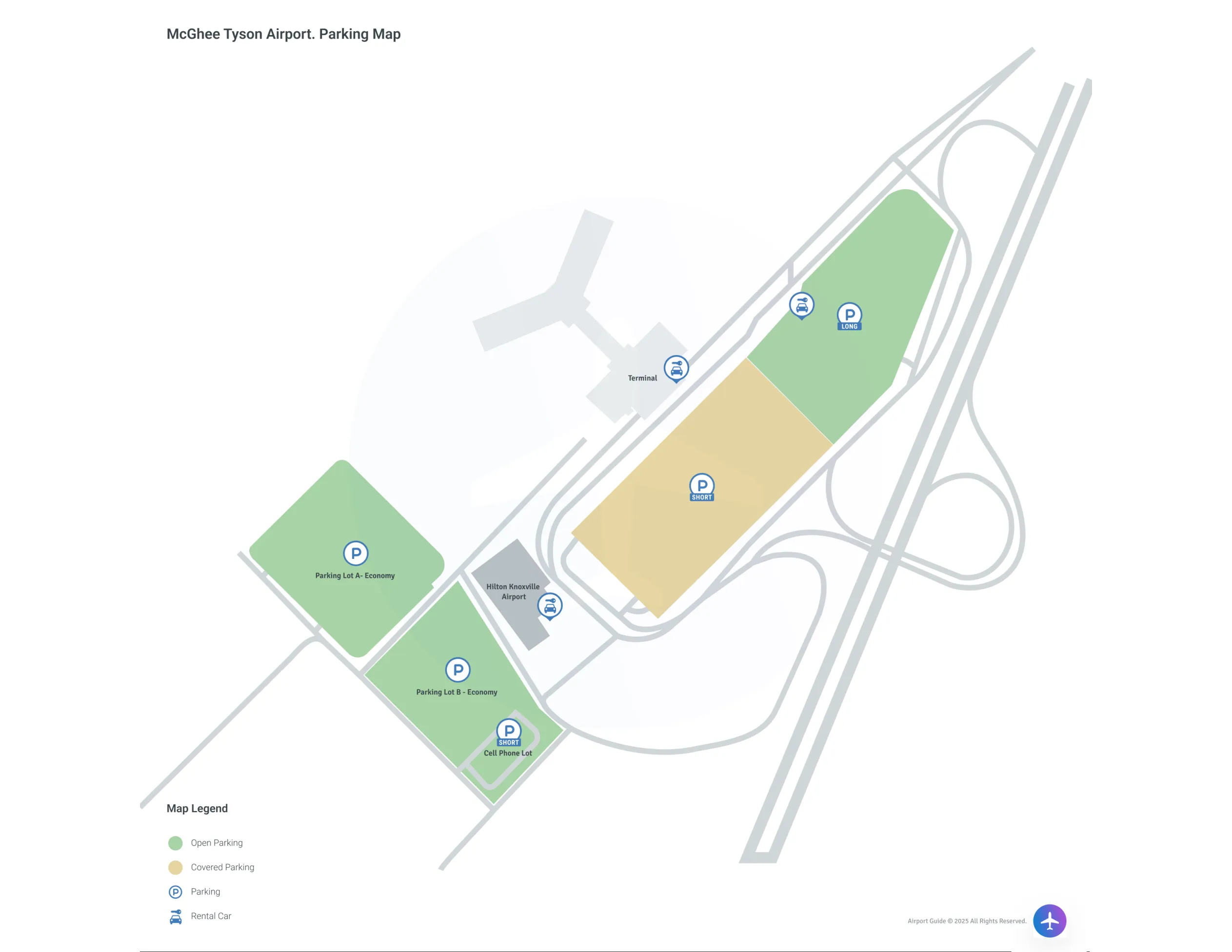 McGhee Tyson Airport (TYS) Parking Map