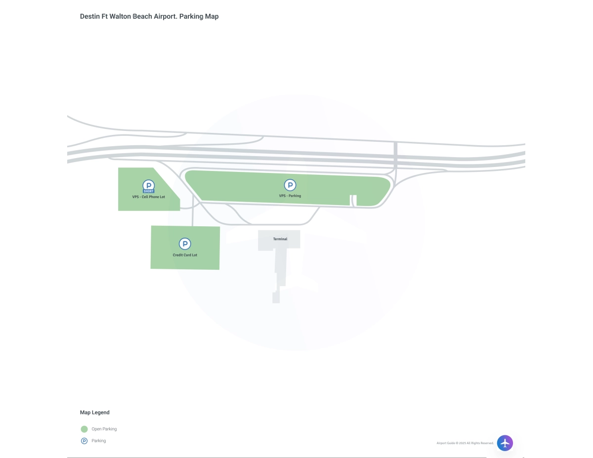 Destin-Fort Walton Beach Airport (VPS) Parking Map