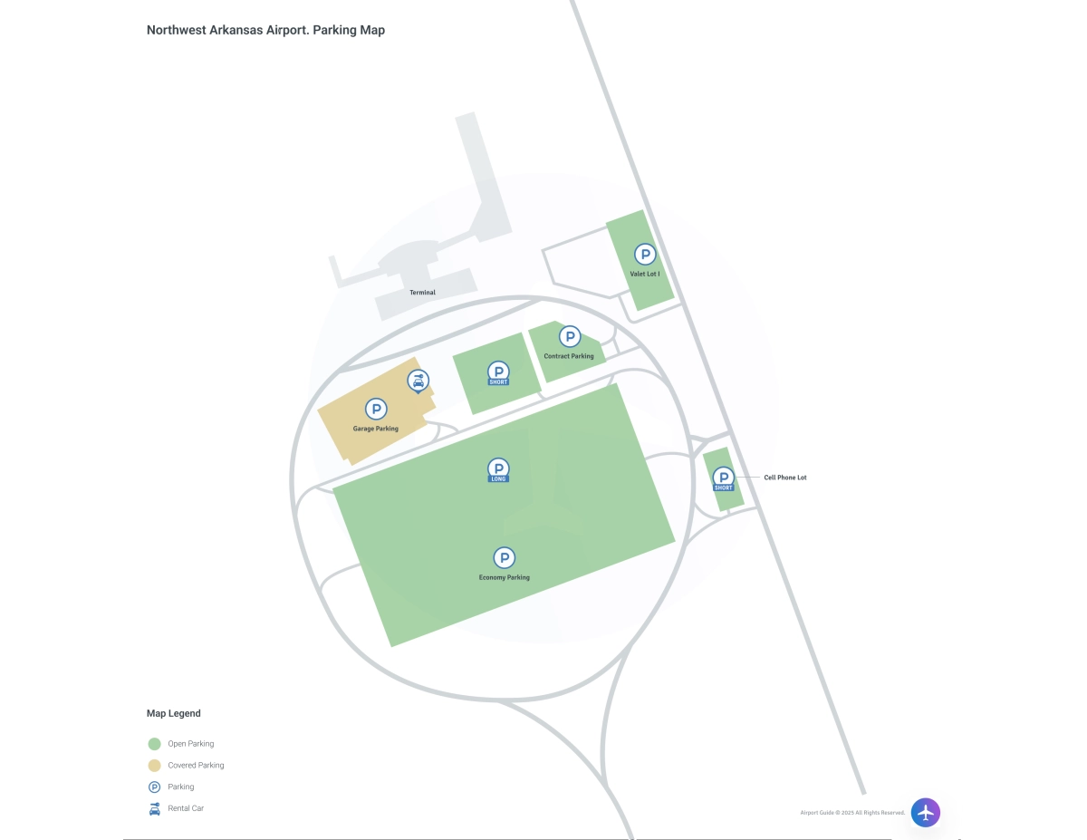 Northwest Arkansas Regional Airport (XNA) Parking Map