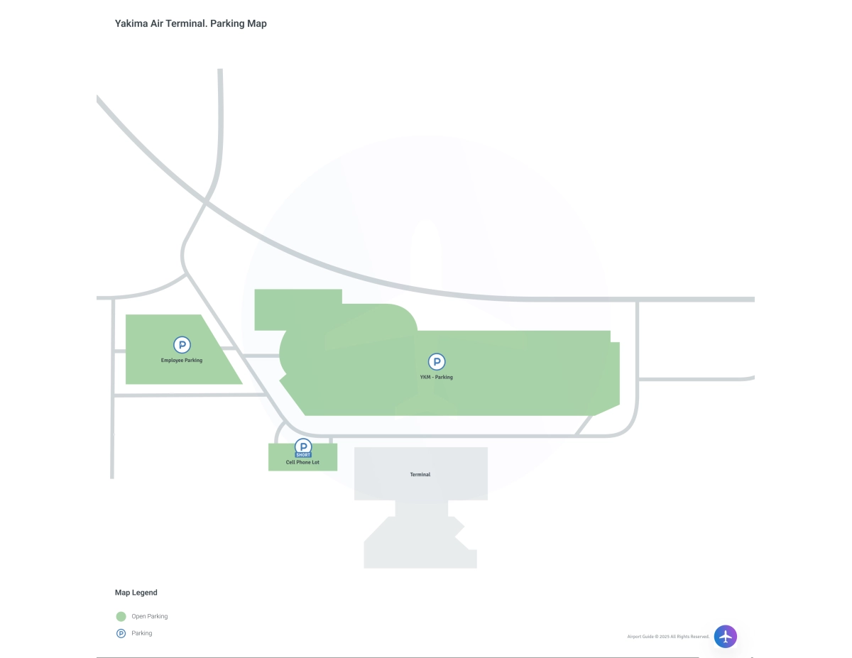Yakima Air Terminal-McAllister Field (YKM) Parking Map