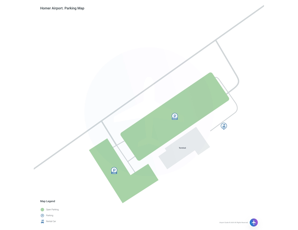 Homer Airport (HOM) Parking Map