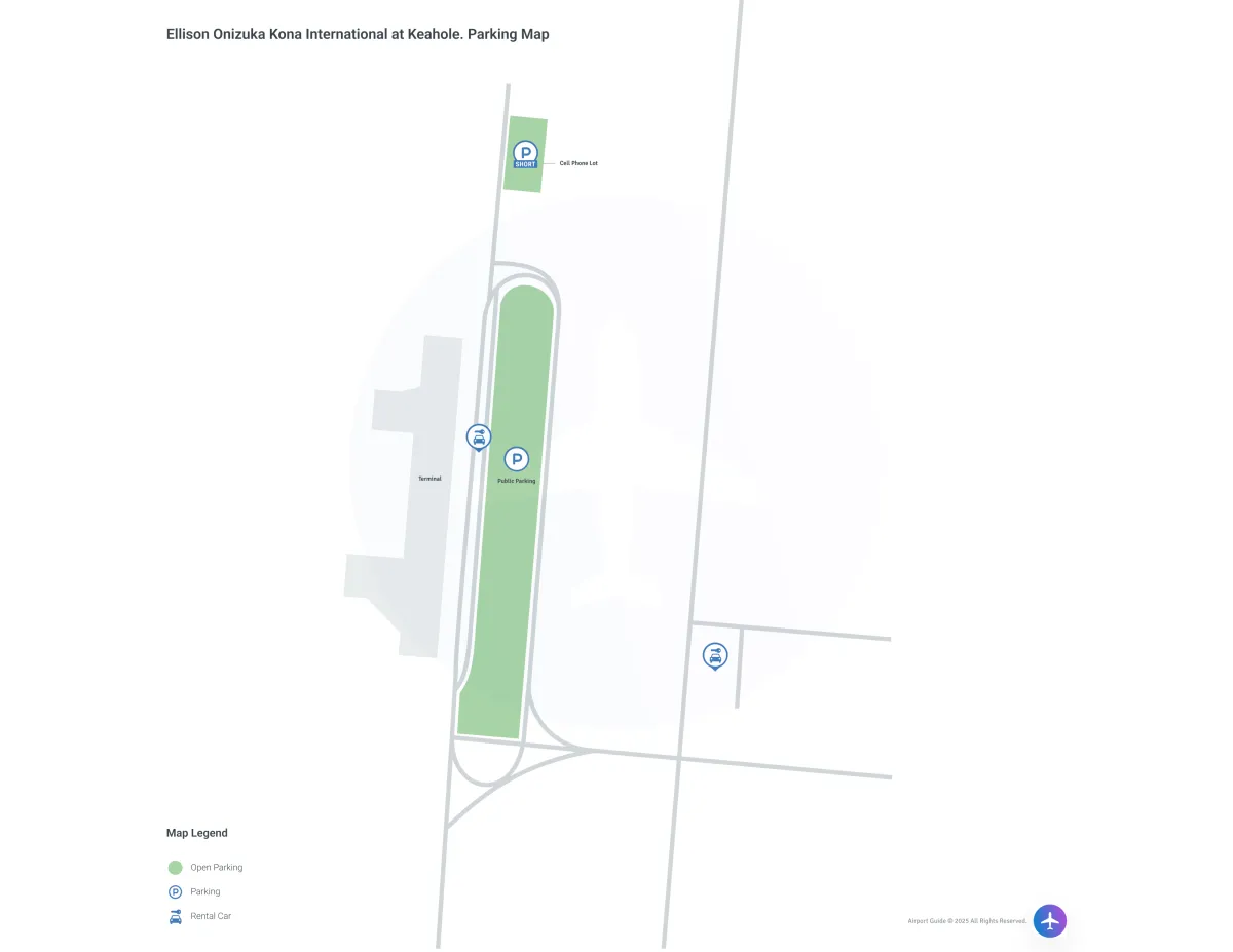 Ellison Onizuka Kona International  Airport at Keahole (KOA) Parking Map