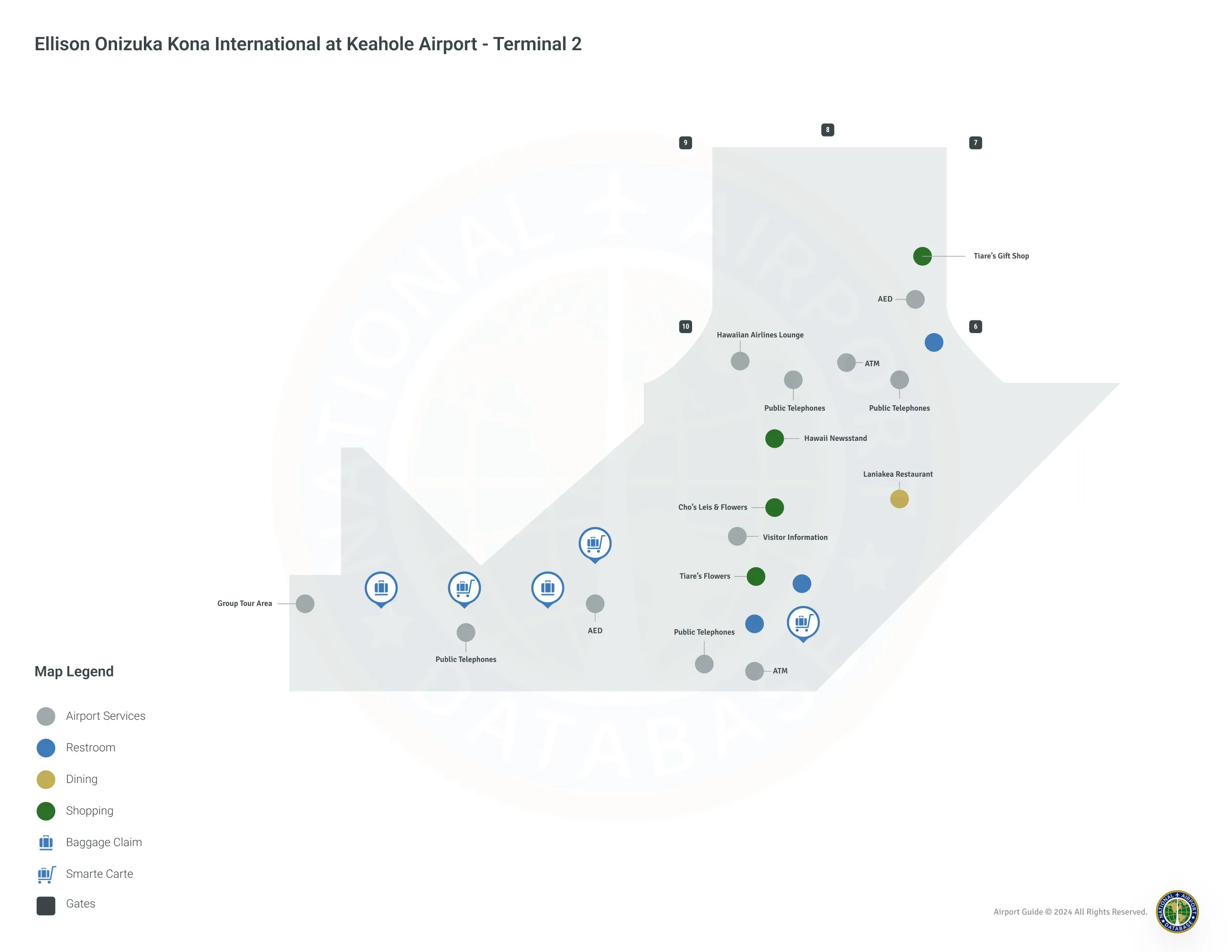 Kona Airport at Keahole KOA | Terminal 2/Level 1 Map