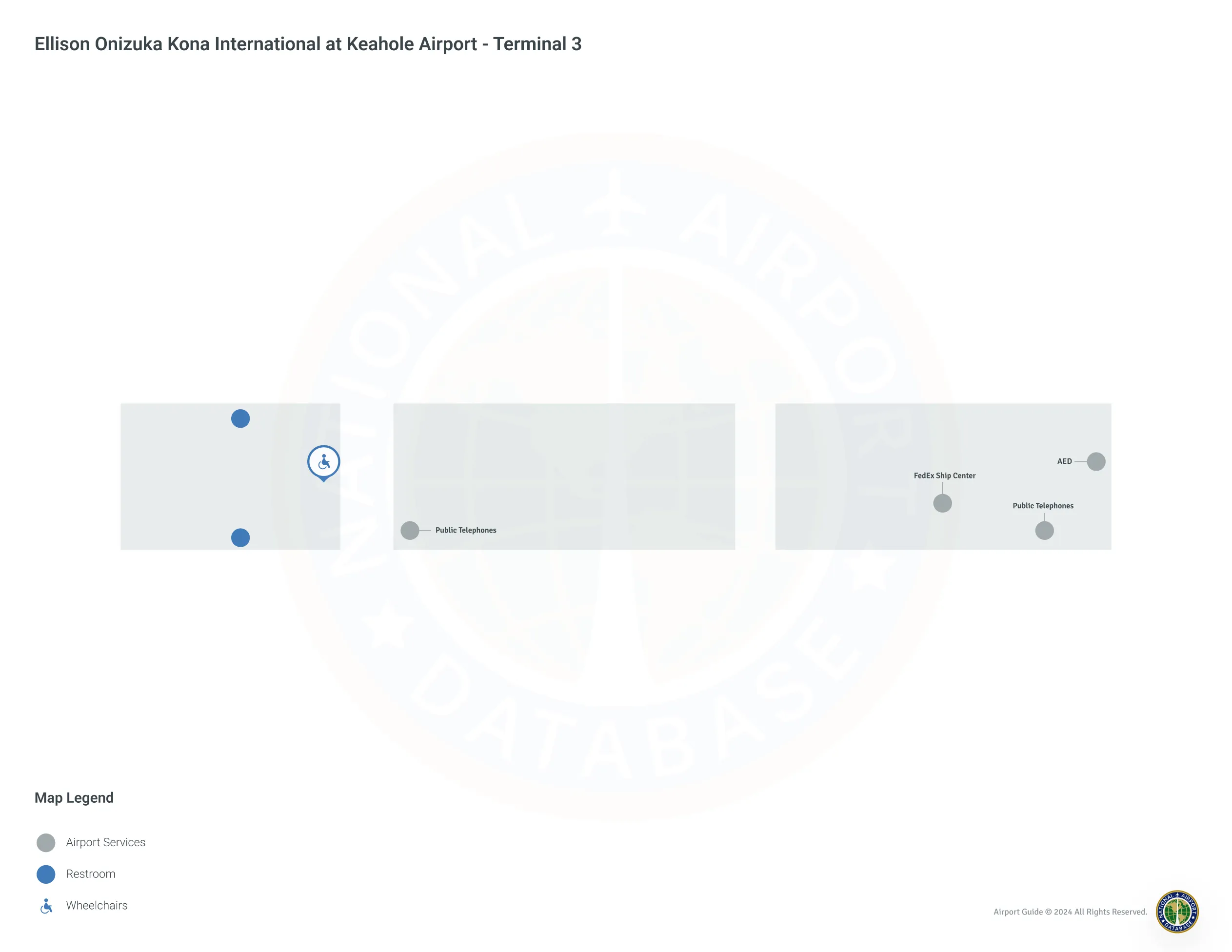Kona Airport at Keahole KOA | Terminal 3/Level 1 Map