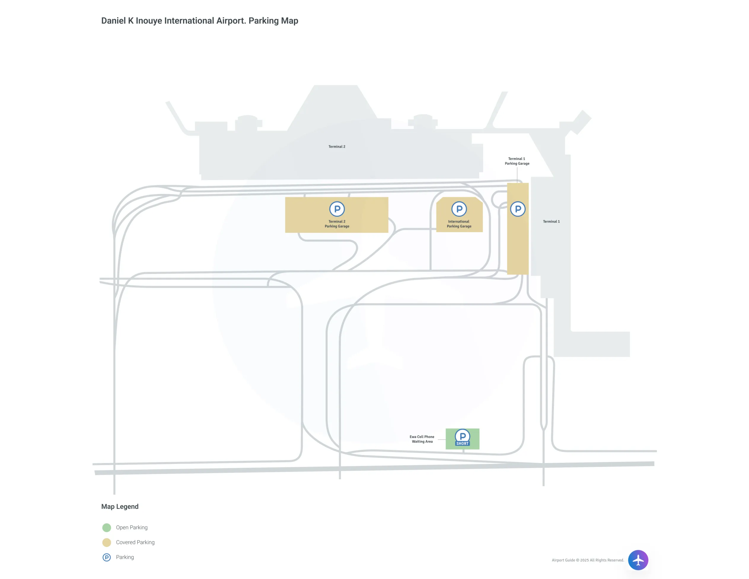 Daniel K Inouye International Airport (HNL) Parking Map