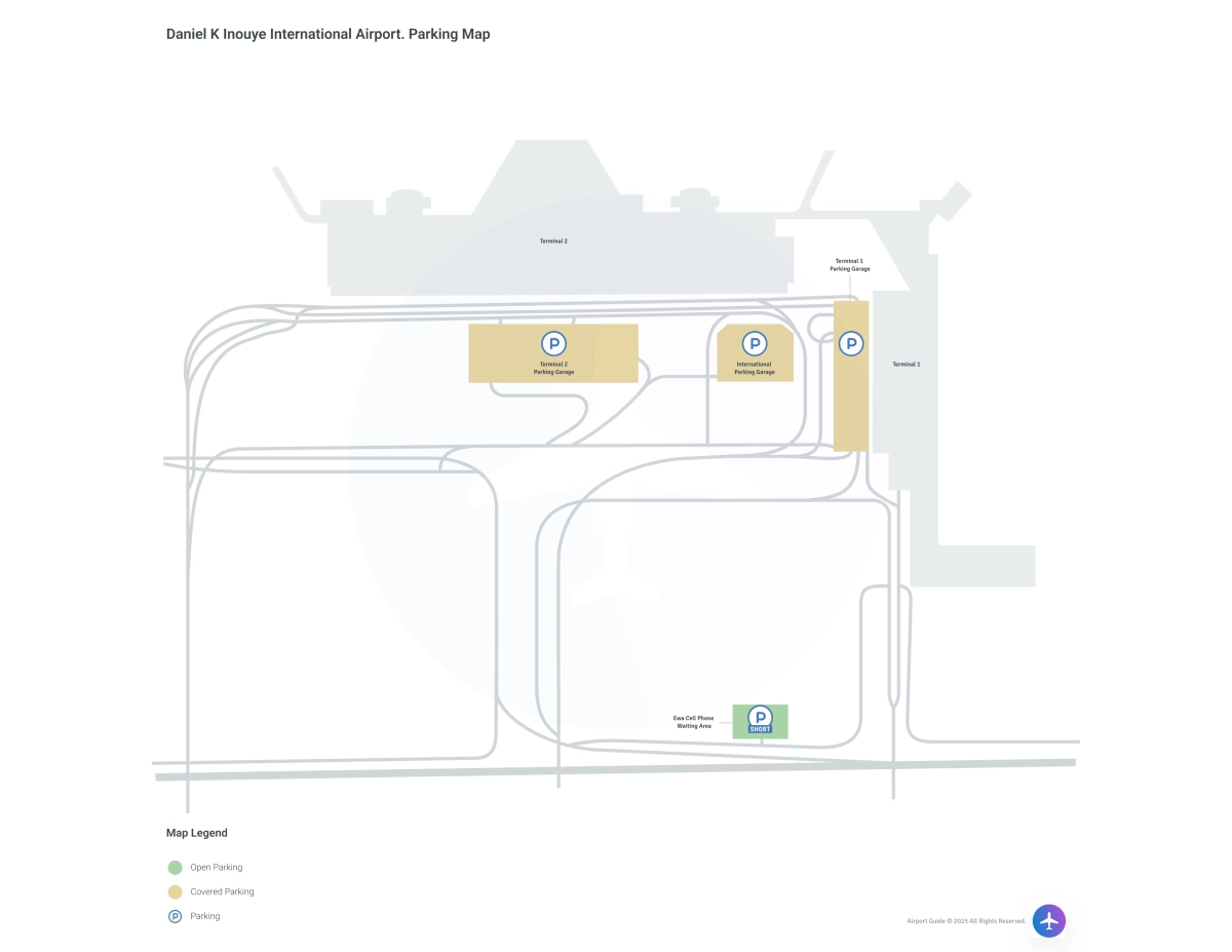 Daniel K Inouye International Airport (HNL) Parking Map