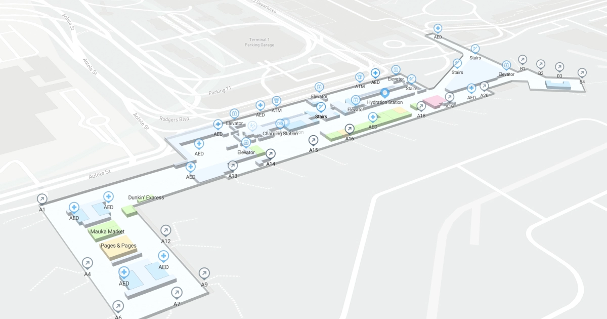 Daniel K Inouye International Airport Terminal 1 Interactive Map