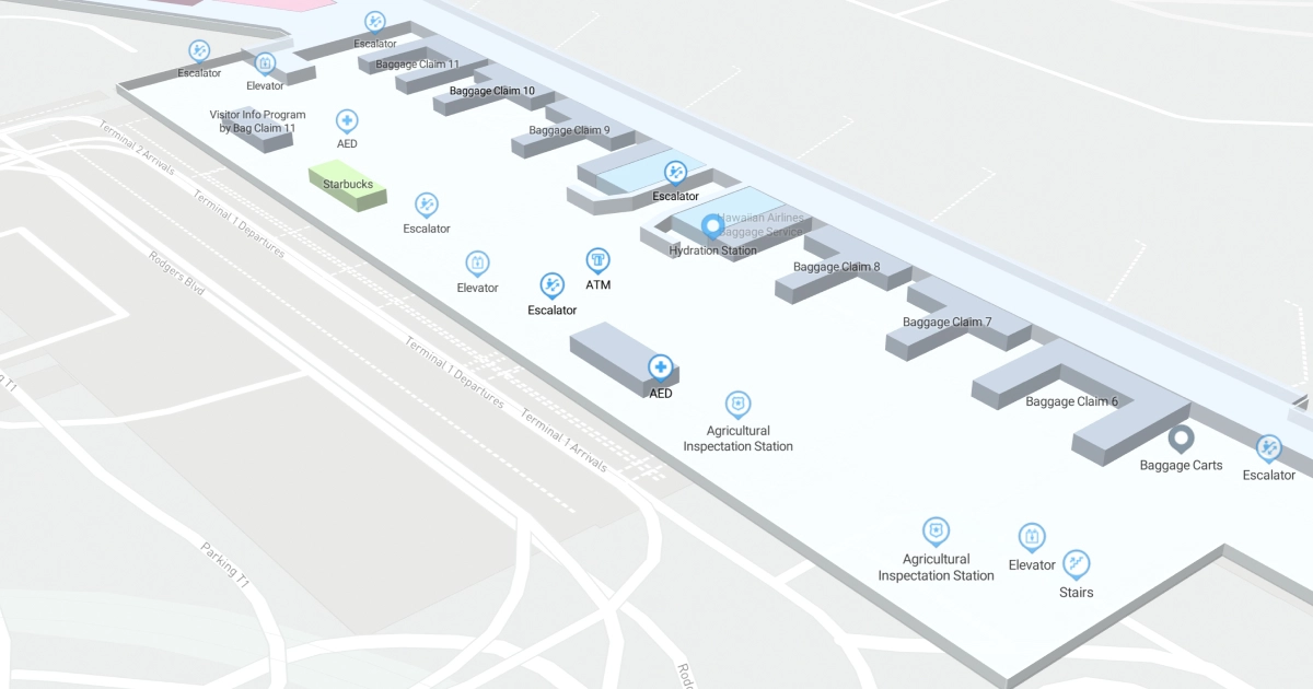 Daniel K Inouye International Airport Terminal 1 Map