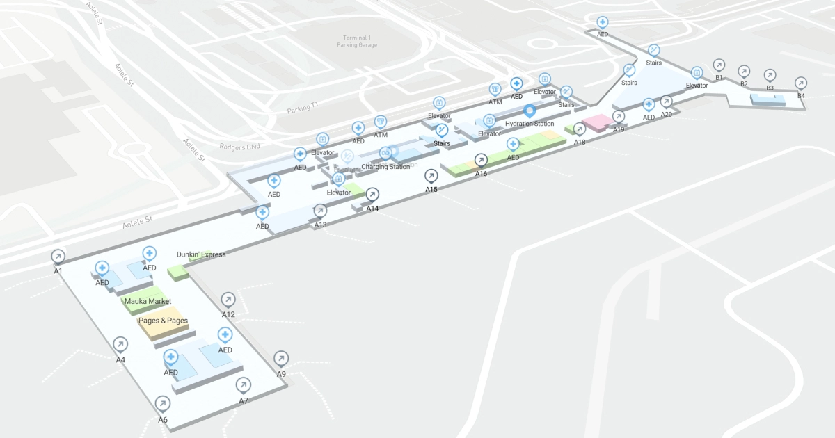 Daniel K Inouye International Airport Terminal 1 Map