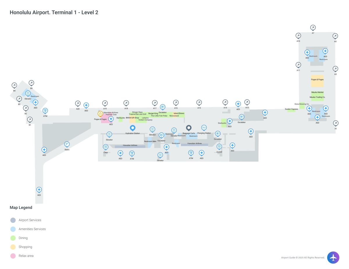 HNL Terminal 1 / Level 2 Map