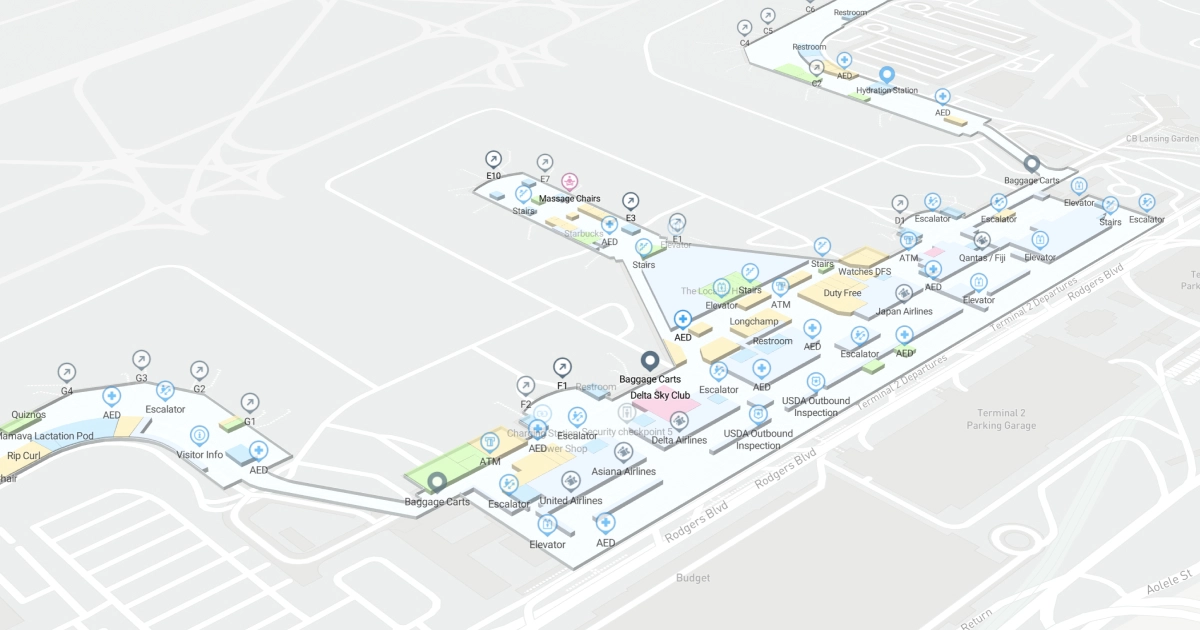Daniel K Inouye International Airport Terminal 2 Interactive Map