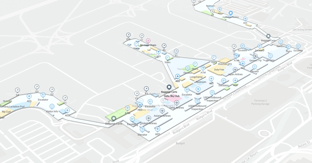Daniel K Inouye International Airport Terminal 2 Map