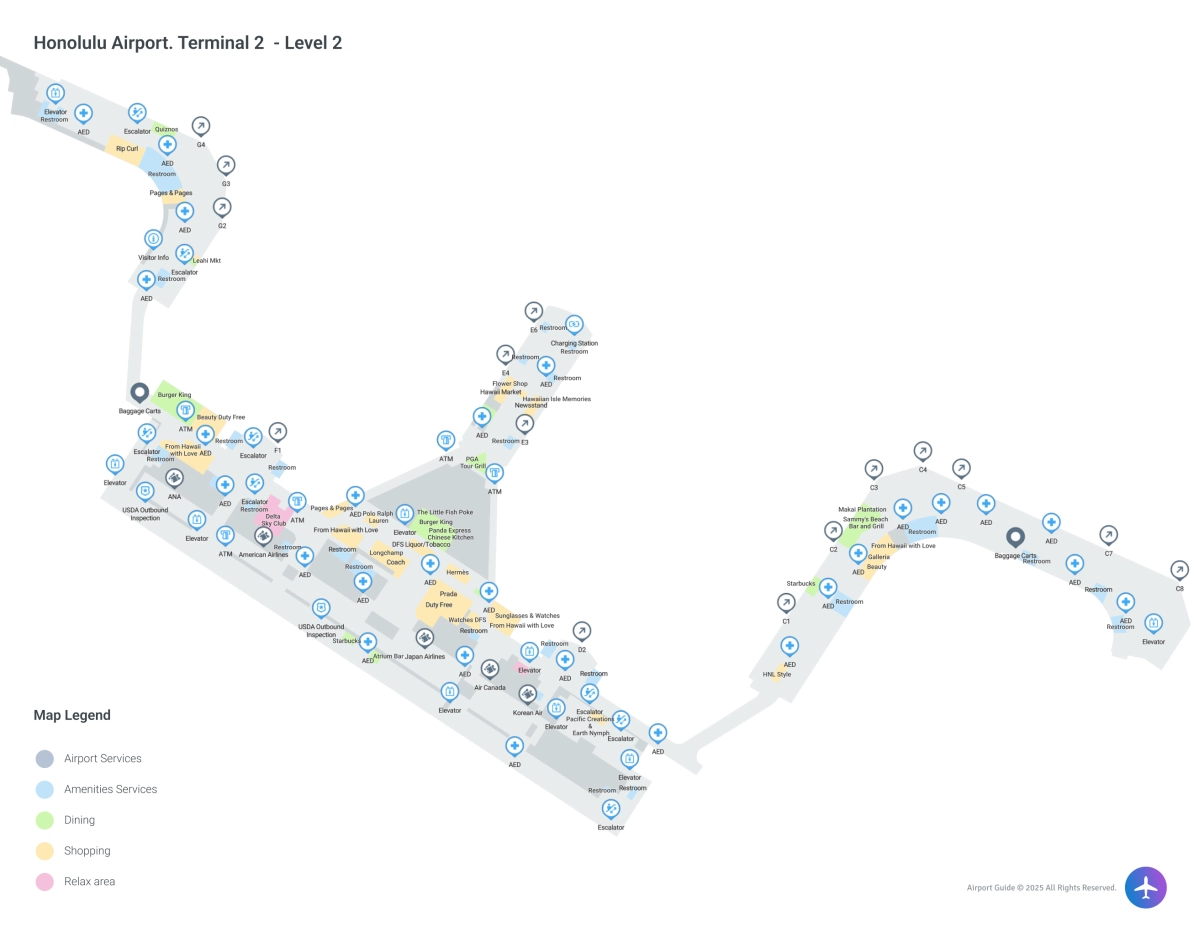 HNL Terminal 2 / Level 2 Map