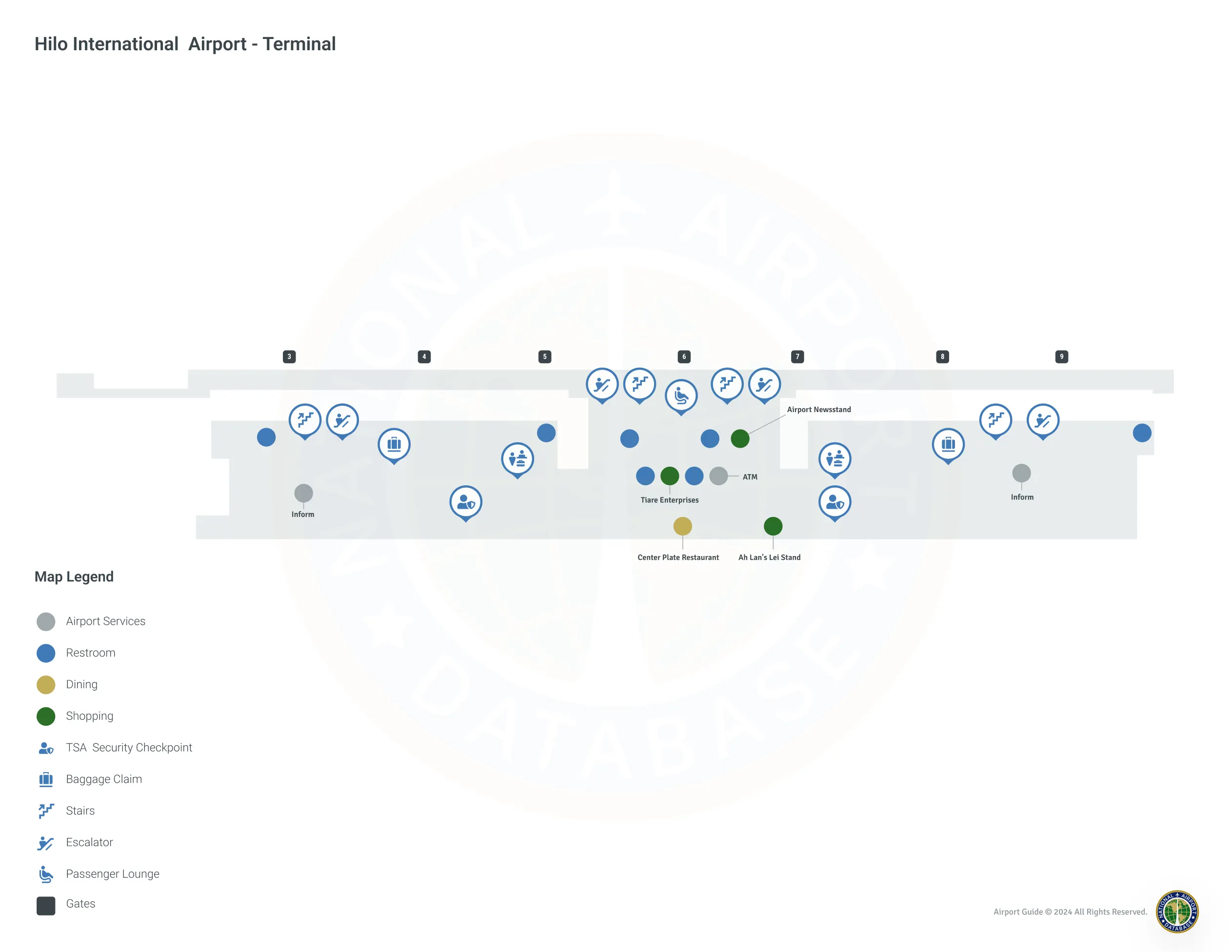Hilo Airport ITO | Terminal 1/Level 1 Map